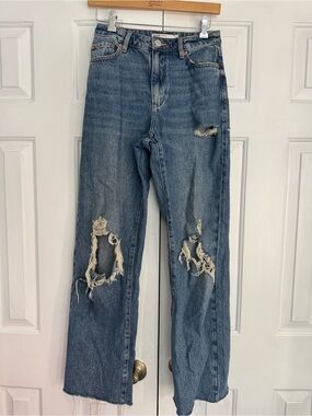 Garage Denim Blue Wide-Leg Jeans